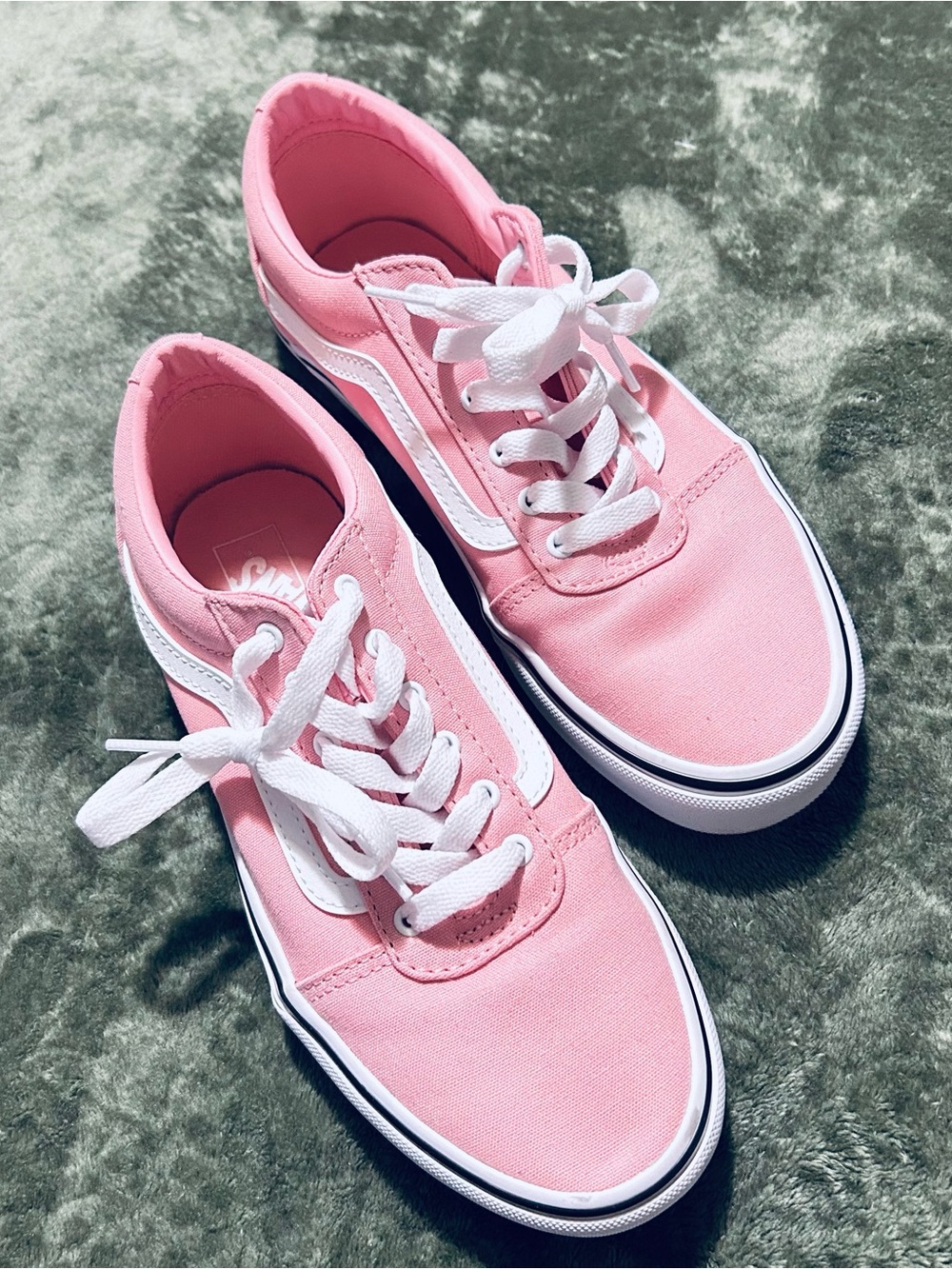 Vans Pink Canvas Low-Top Sneakers with White Stripe